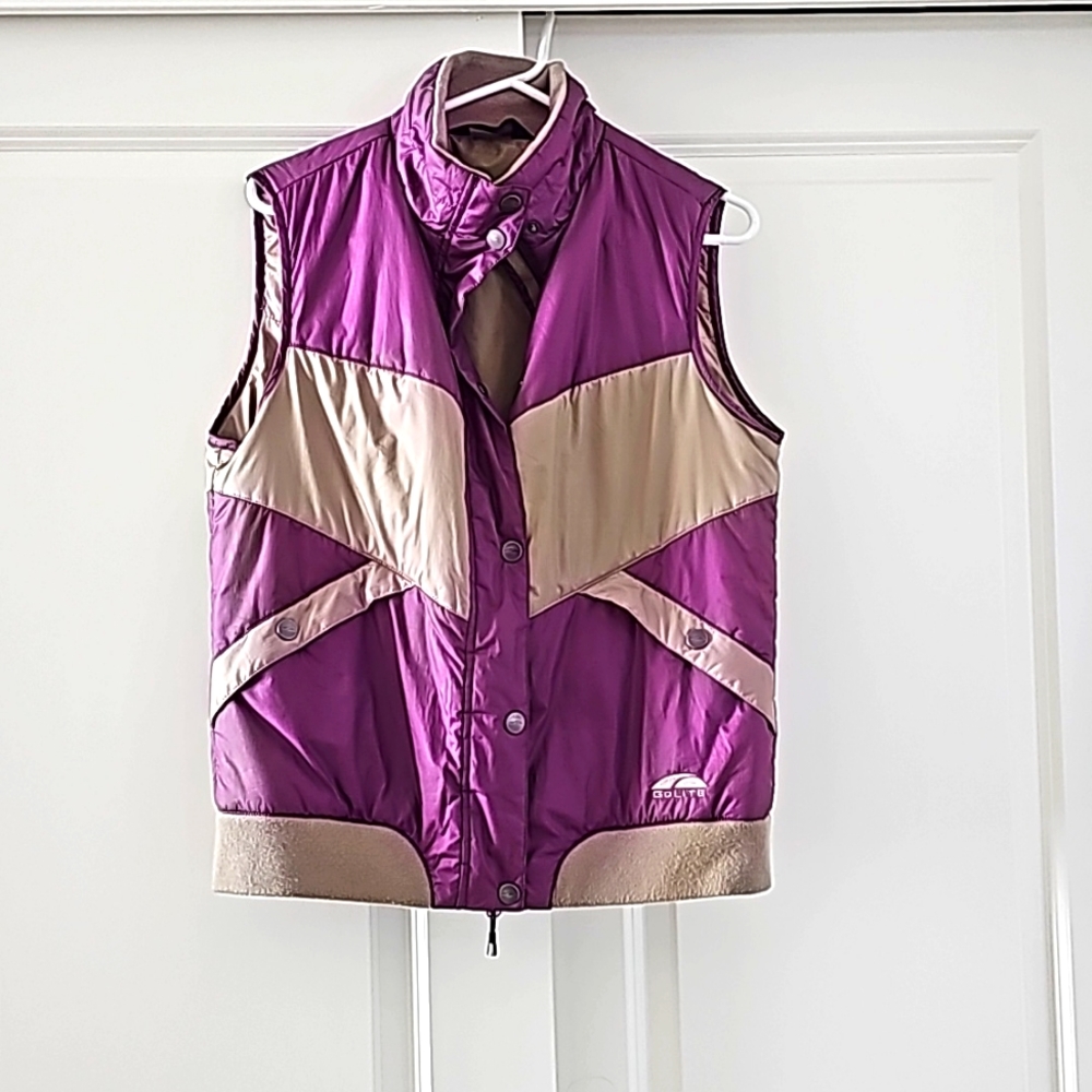 GOLITE Puffer Vest Women's FullZip/Snap Tan and Purple Size Large